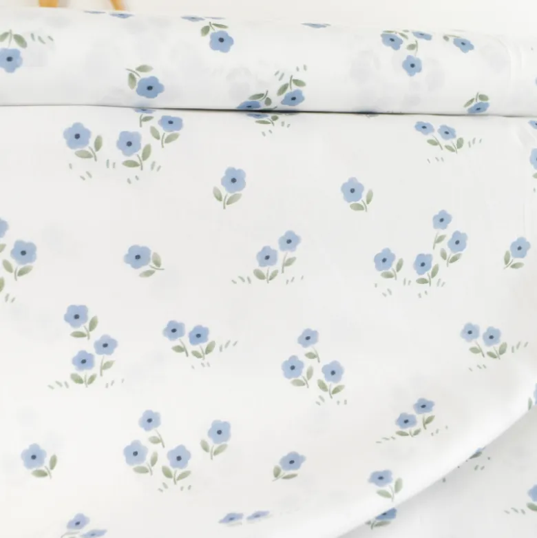 Tissu popeline de coton motif fleurs fond blanc - Vive la France