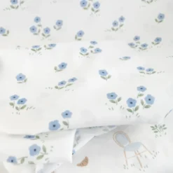 Tissu popeline de coton motif fleurs fond blanc - Vive la France