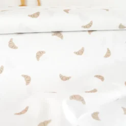 Tissu popeline de coton motif croissants fond blanc - OEKO TEX