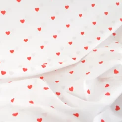 Tissu popeline de coton motif coeurs rouges fond blanc - OEKO TEX
