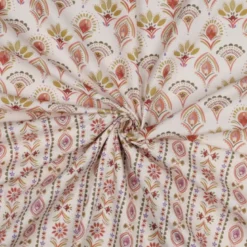 Tissu popeline de coton motif éventails floraux – Nayana – Oeko-Tex