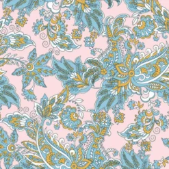 Tissu Popeline de coton motif Paisley fond rose - OEKO TEX