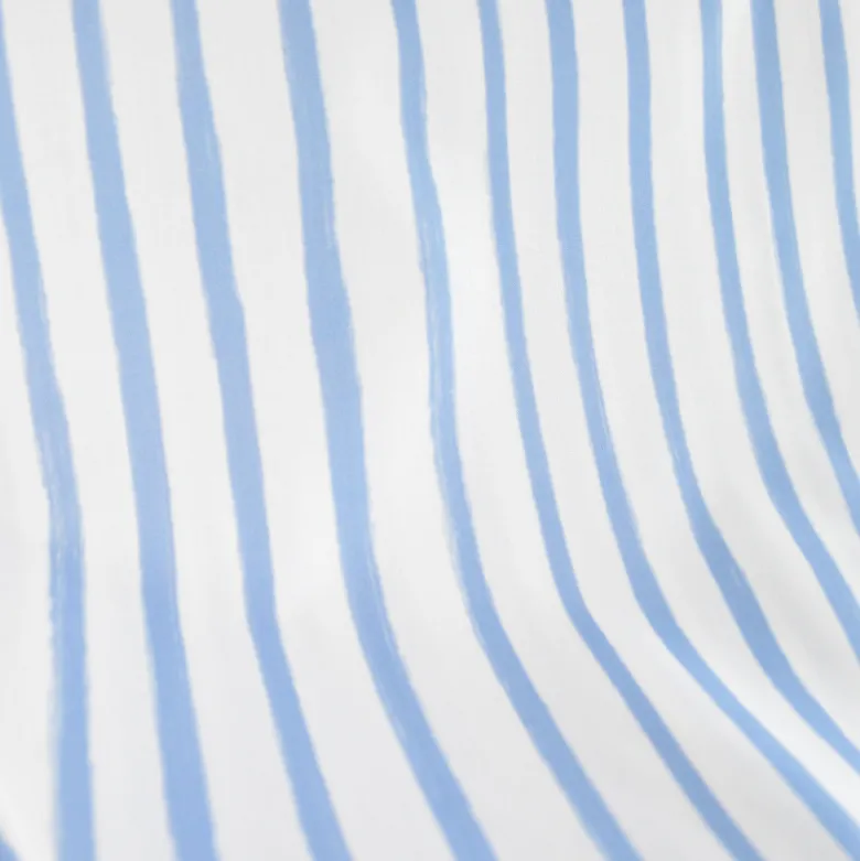 Tissu popeline de coton motif rayures bleues - OEKO TEX