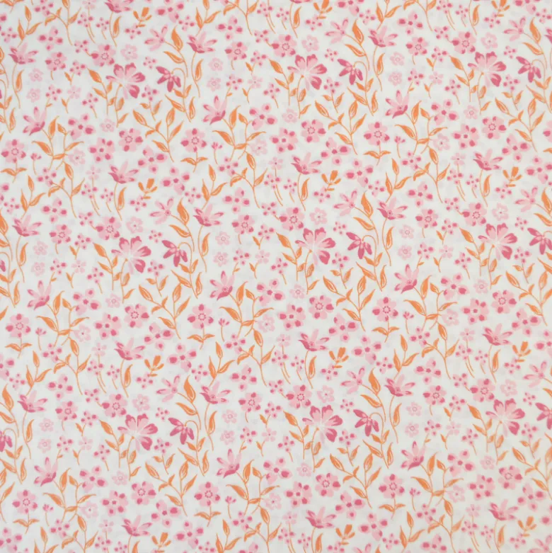 Tissu popeline de coton Poppy – motif fleurs roses