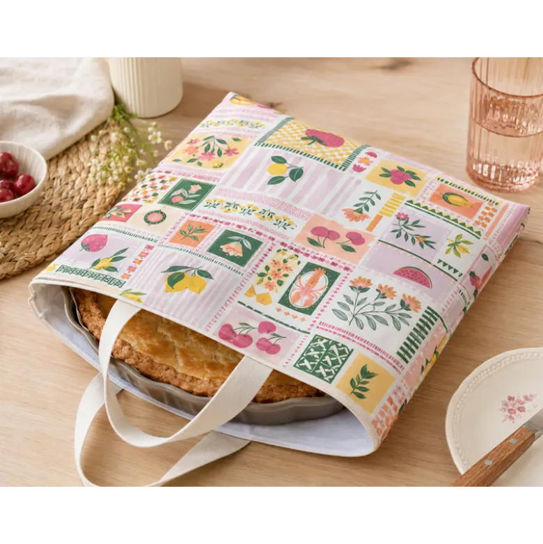 Tissu Popeline de coton Solea motif Patchwork rose - OEKO TEX