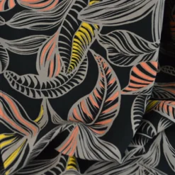 Tissu popeline de viscose Ecovero - motif feuillage fond noir