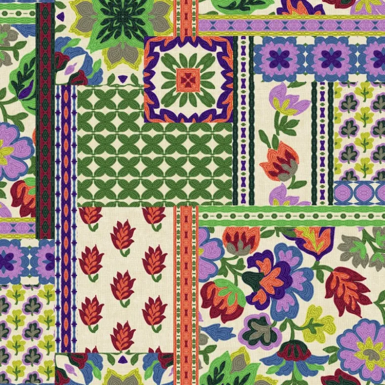 Tissu popeline de Viscose Galia motif Patchwork