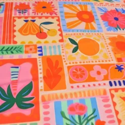 Tissu popeline de viscose Nice - motif fleurs vertes et roses
