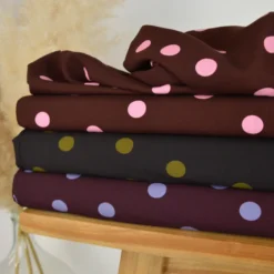 Tissu popeline de viscose Peyton motif pois Olive fond écorce