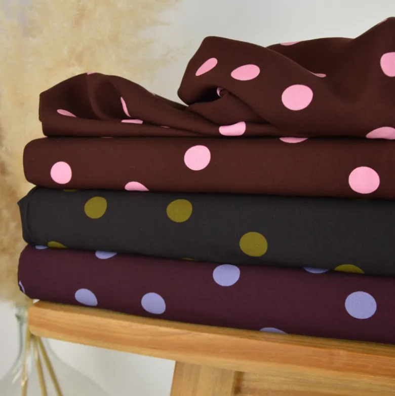 Tissu popeline de viscose Peyton motif pois Olive fond écorce