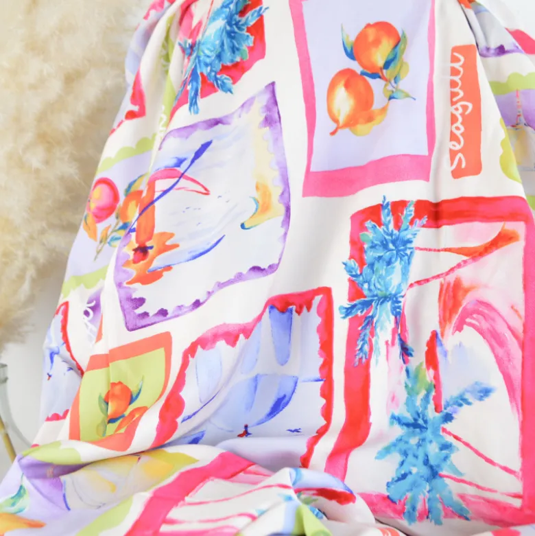 Tissu popeline de viscose Portofino - motif Patchwork XXL