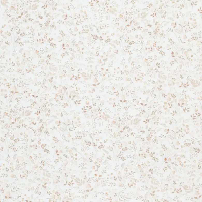 Tissu popeline Eglantine fleurs beige fond blanc