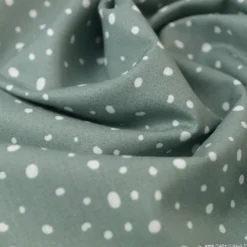 Tissu Popeline en coton Bio & oeko tex à pois fond vert céladon