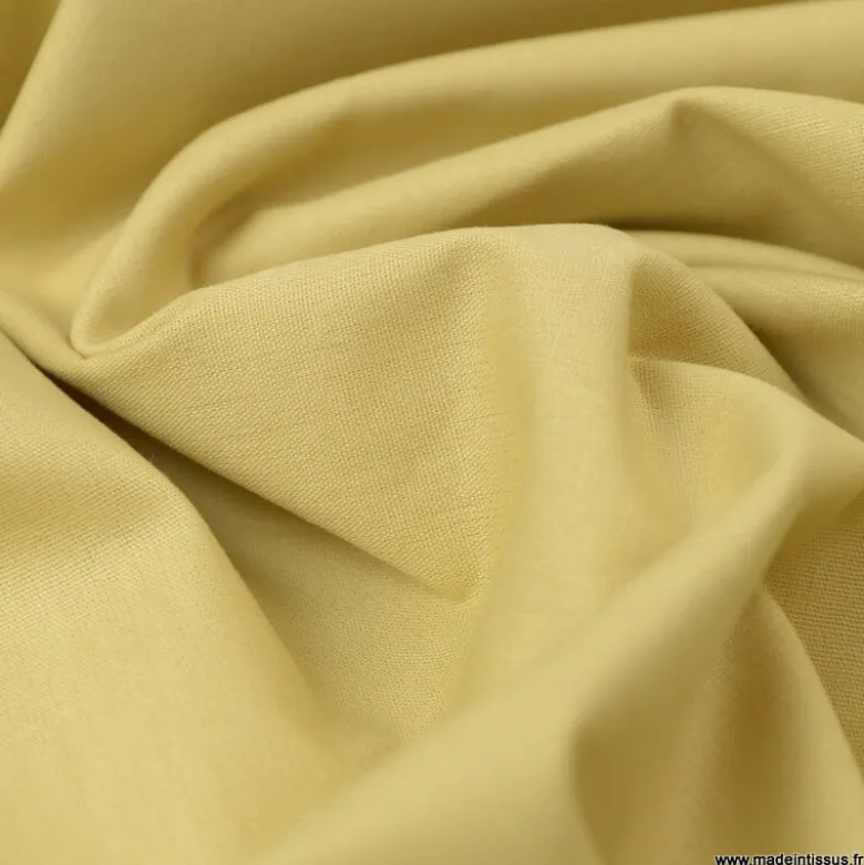 Tissu Popeline en coton Bio & OEKO TEX uni Jaune