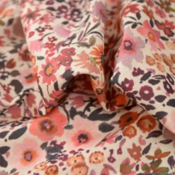 Tissu popeline enduite motifs Fleurs automnales - Oeko tex