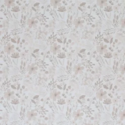 Tissu popeline Ernestine fleurs beige fond blanc