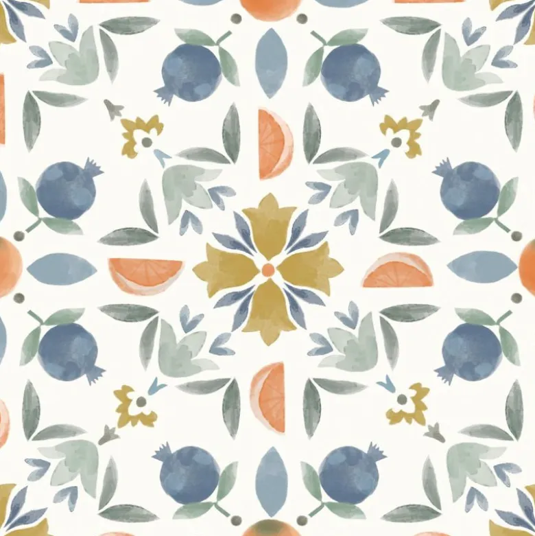 Tissu Popeline à motif mosaïque toscane