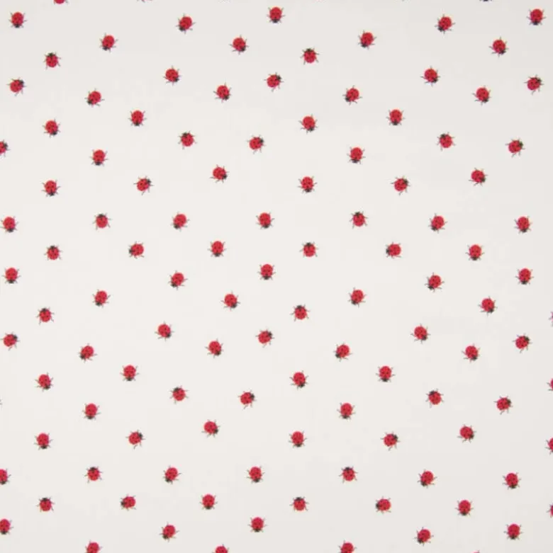 Tissu Popeline motifs Coccinelles fond Blanc - OEKO TEX