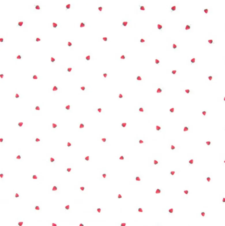 Tissu Popeline motifs fraises fond Blanc - OEKO TEX