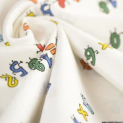 Tissu popeline motifs multiplications fond blanc - OEKO TEX