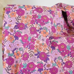 Tissu popeline Poppy motifs Fleurs Fuchsia - OEKO TEX
