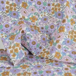 Tissu popeline Poppy motifs Fleurs Lilas - OEKO TEX