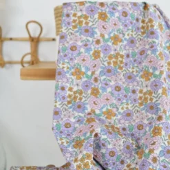 Tissu popeline Poppy motifs Fleurs Lilas - OEKO TEX