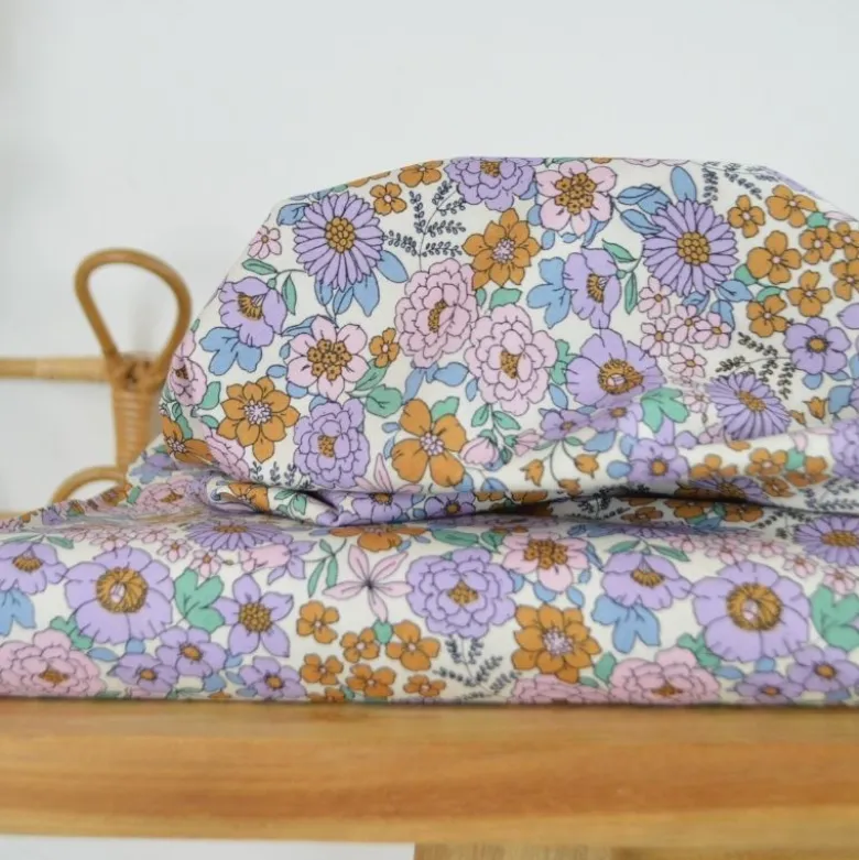 Tissu popeline Poppy motifs Fleurs Lilas - OEKO TEX