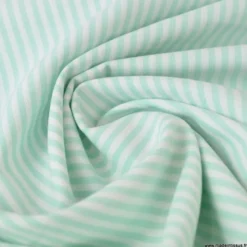 Tissu popeline à rayures Menthe et blanches tissé teint - OEKO TEX