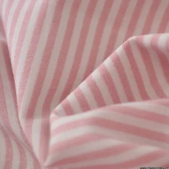 Tissu popeline à rayures Vieux roses et blanches tissé teint - OEKO TEX