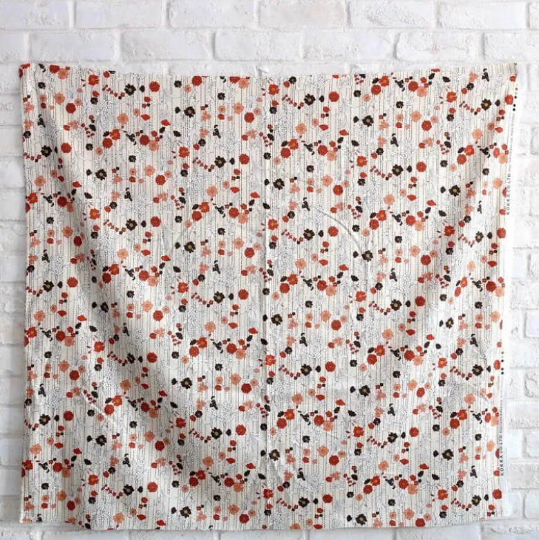 Tissu popeline satinée Kokka Retro Flower - beige