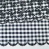 Tissu popeline Vichy festonnée et brodée - Noir et blanc
