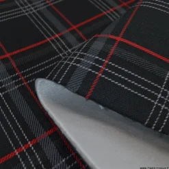 Tissu pour siège auto carreaux écossais rouge et noir
