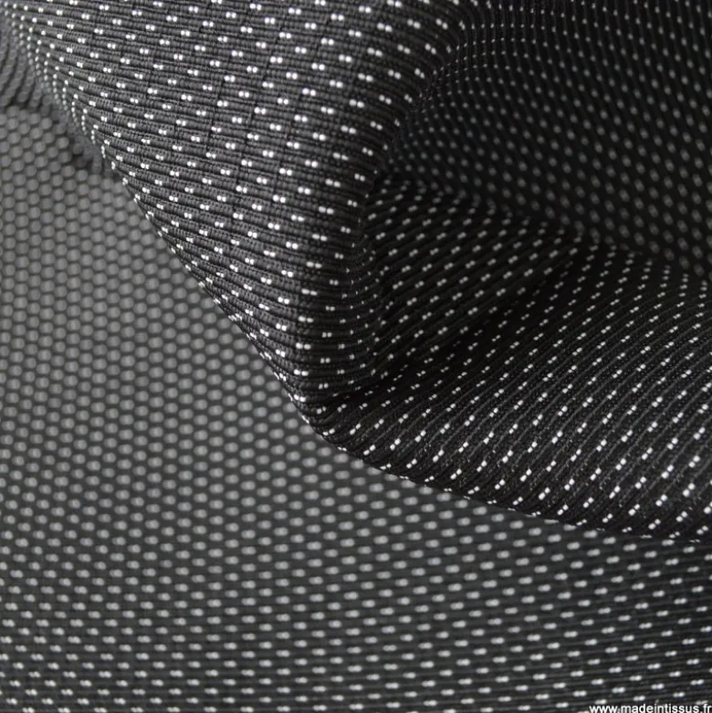 Tissu pour siège auto piqué blanc fond noir
