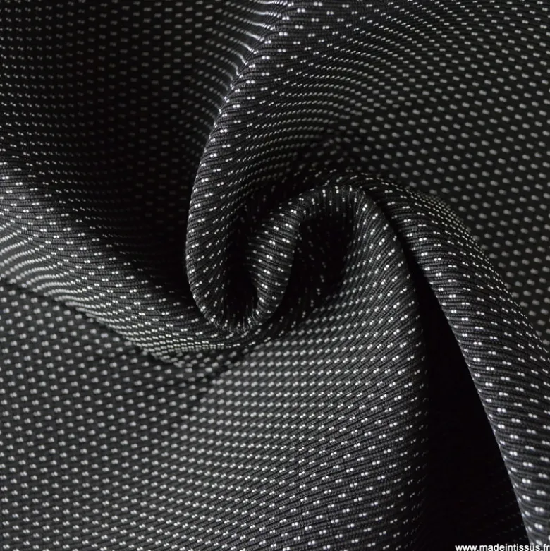 Tissu pour siège auto piqué blanc fond noir