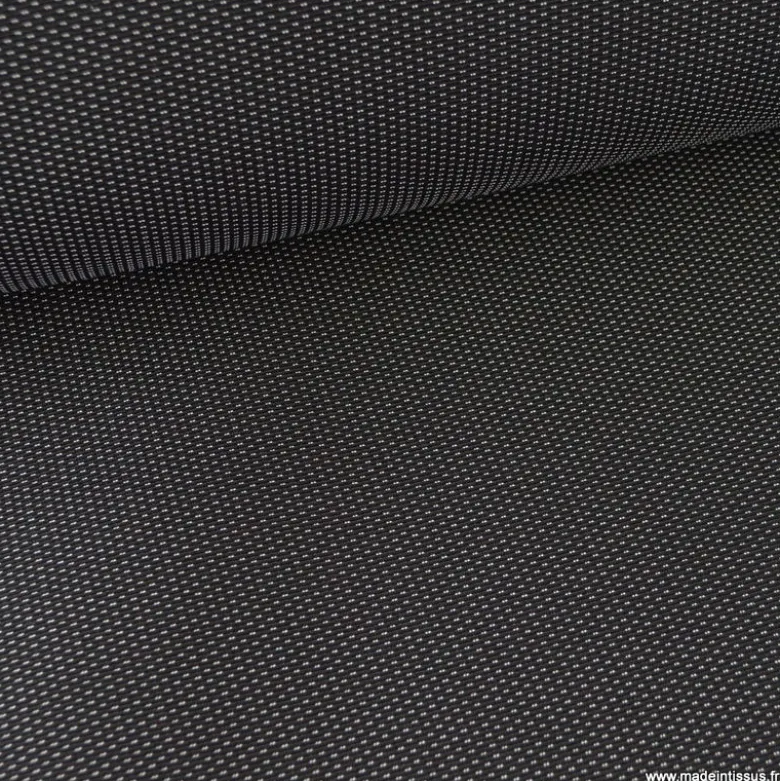 Tissu pour siège auto piqué blanc fond noir