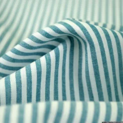 Tissu à rayures pétrole et blanc - OEKO TEX