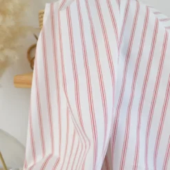 Tissu Regence en coton motif rayures rouges fond blanc - OEKO TEX