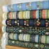 Tissu Rifle Paper carreaux de fleurs fond Noir - Collection Gracie