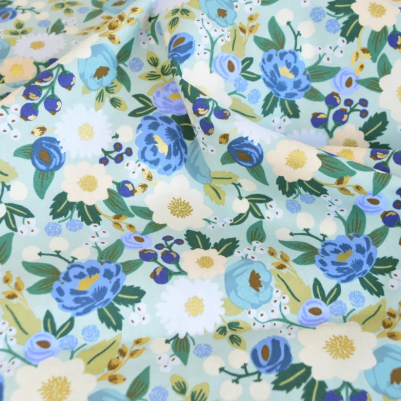 Tissu Rifle Paper motif fleurs - Vintage Garden metallic