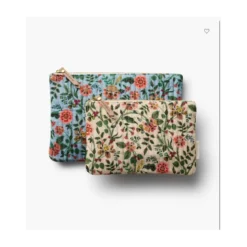 Tissu Rifle Paper motif fleurs indiennes fond bleu - Collection Gracie