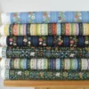 Tissu Rifle Paper motif fleurs et rayures Bleu - Collection Gracie