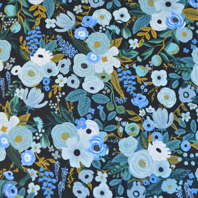Tissu Rifle Paper motif fleurs - Collection Garden Party bleu