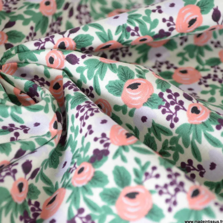 Tissu Rifle Paper motif fleurs Orchard Rosa Lavender- Collection Garden Party
