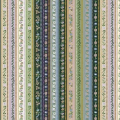 Tissu Rifle Paper motif rayures vertes, lilas et bleu - Collection Gracie