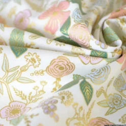 Tissu Rifle Paper Orchard motif petites fleurs métallisées fond écru - Collection Garden Party