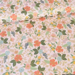 Tissu Rifle Paper Orchard motif petites fleurs Blush métallisé - Collection Garden Party