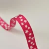 Tissu Ruban gros grain Fuchsia étoiles blanches, 10 mm