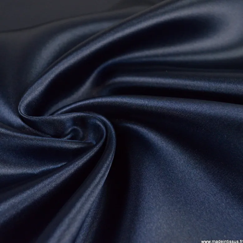 Tissu Satin Biba uni bleu marine - premier prix