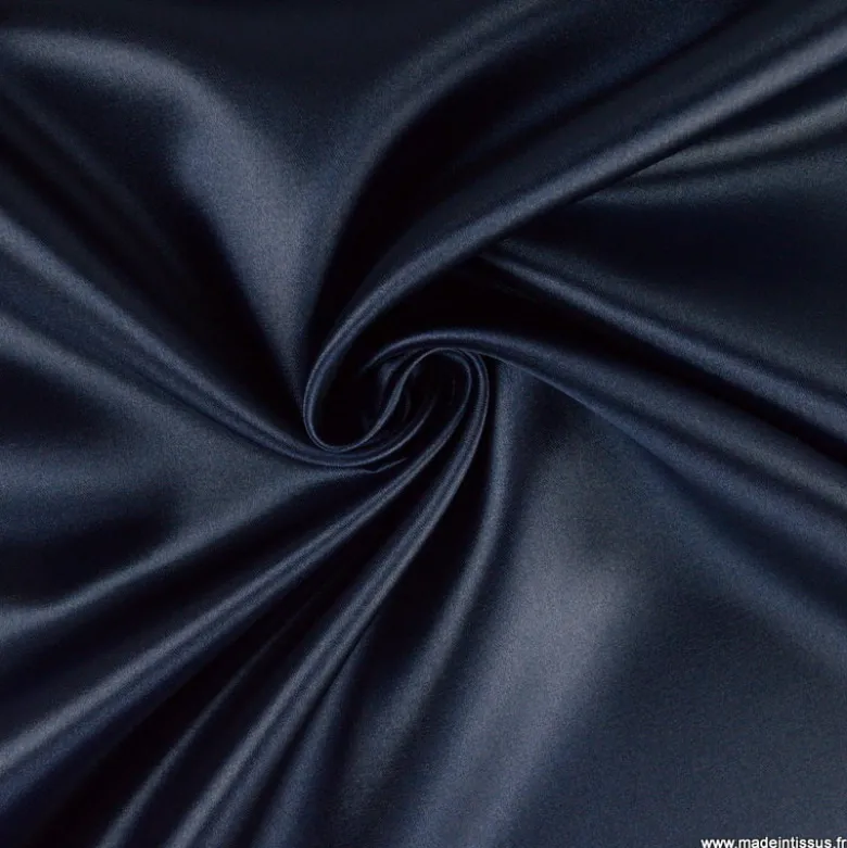 Tissu Satin Biba uni bleu marine - premier prix